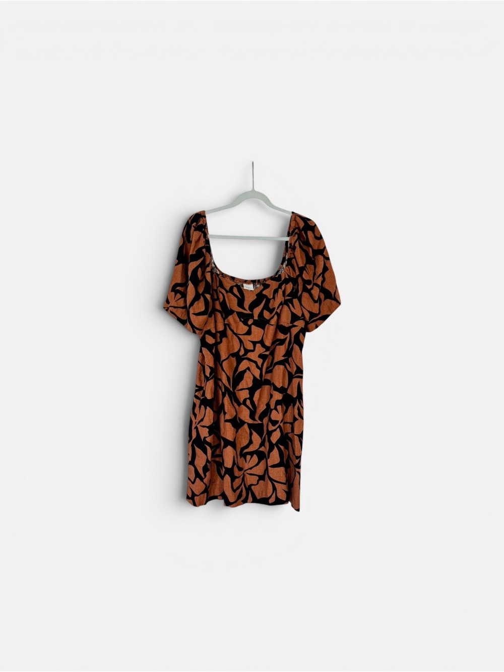 a new day Rust and Black Leaf-Print Mini Dress
